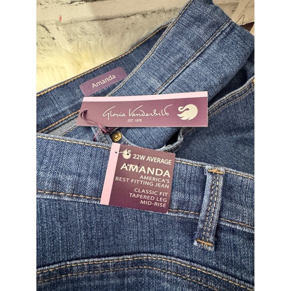 Gloria Vanderbilt Amanda Jeans Women 22W Avg Classic Mid Rise Ultra Stretch - Picture 7 of 8